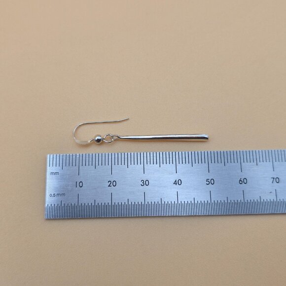 Sterling Silver Simple Bar Dangle Earrings A5767 - Picture 5 of 6